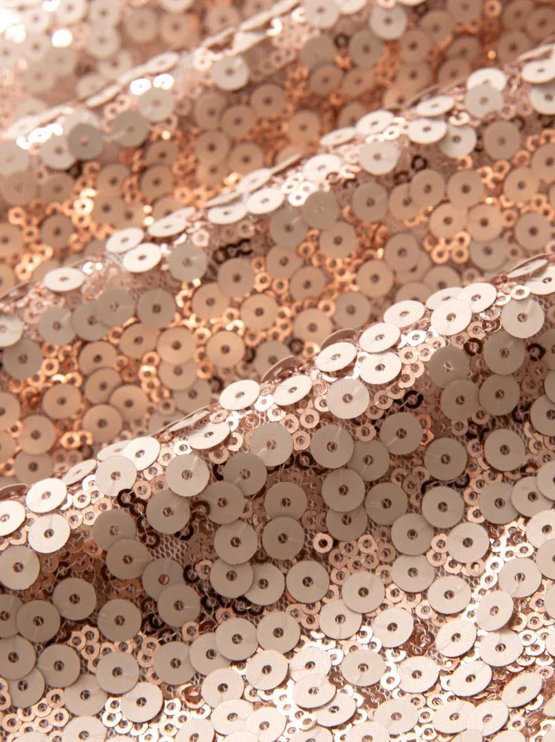 Feather Trim Sequin Dress - Light Beige / L