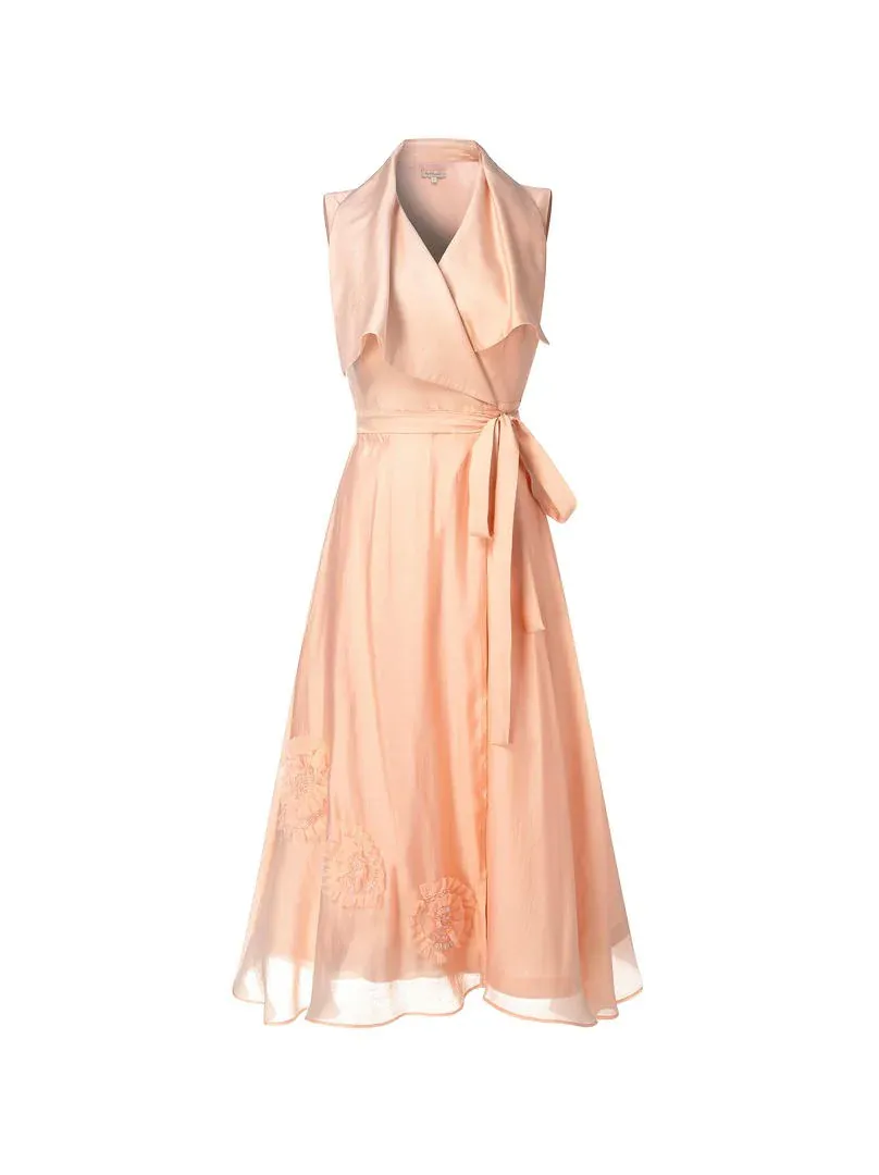 Peach Wrap Dress - L