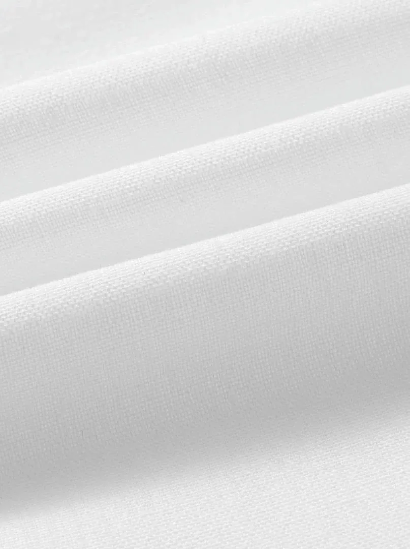 White Cotton Linen Shirt - L