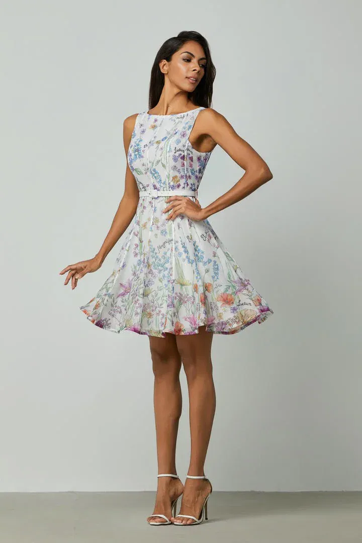 Organza floral mini dress - L