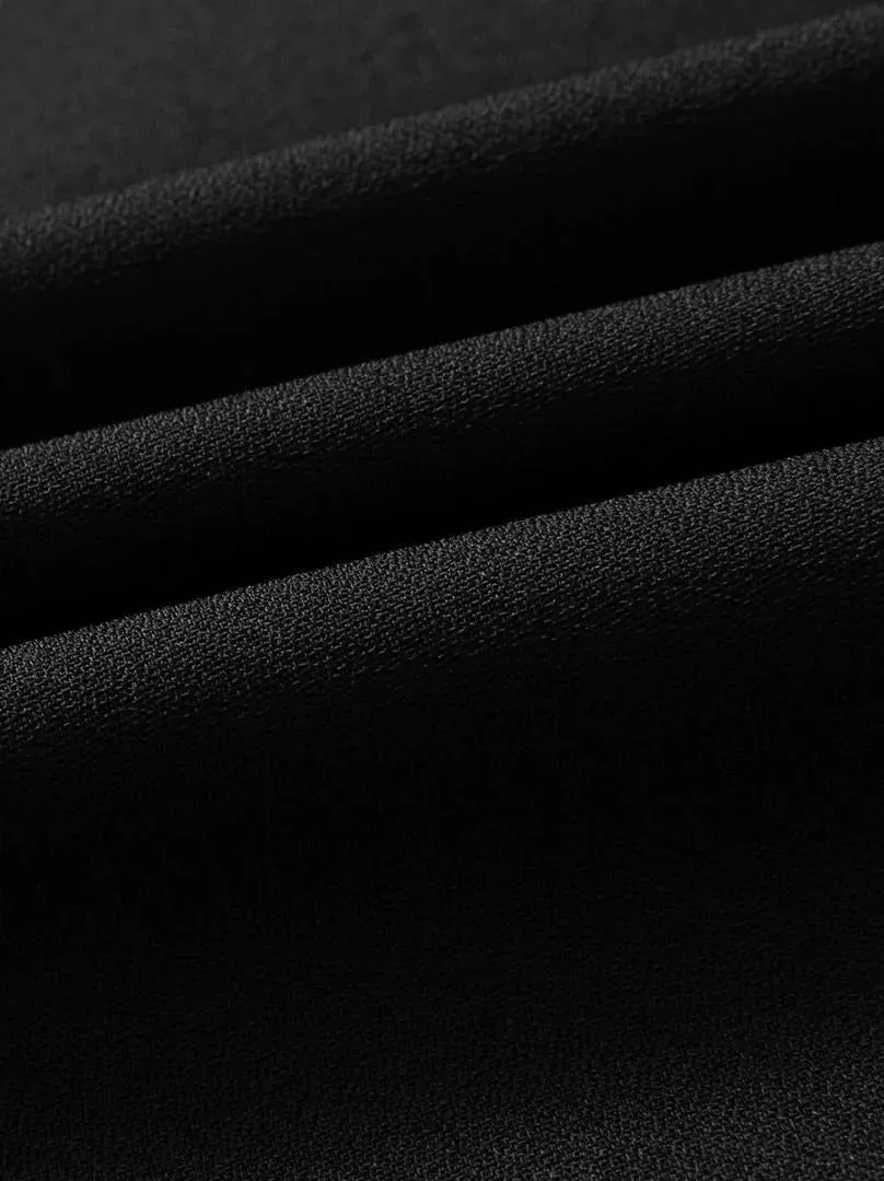 Black Pleated Crepe Maxi Skirt - L