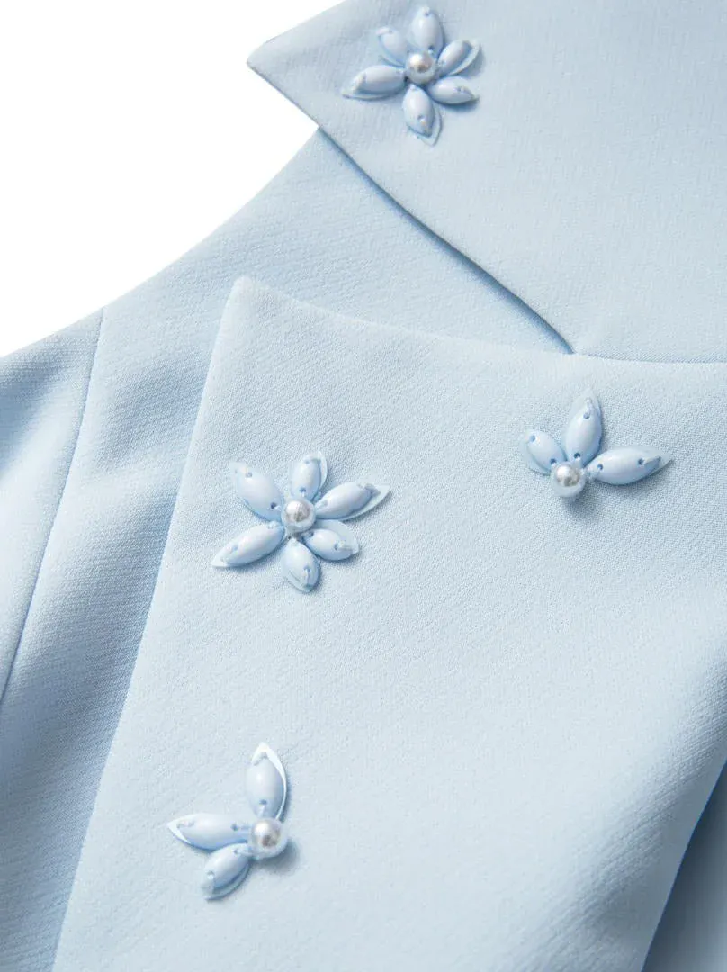 Lapel Tie Top - Light Blue / L