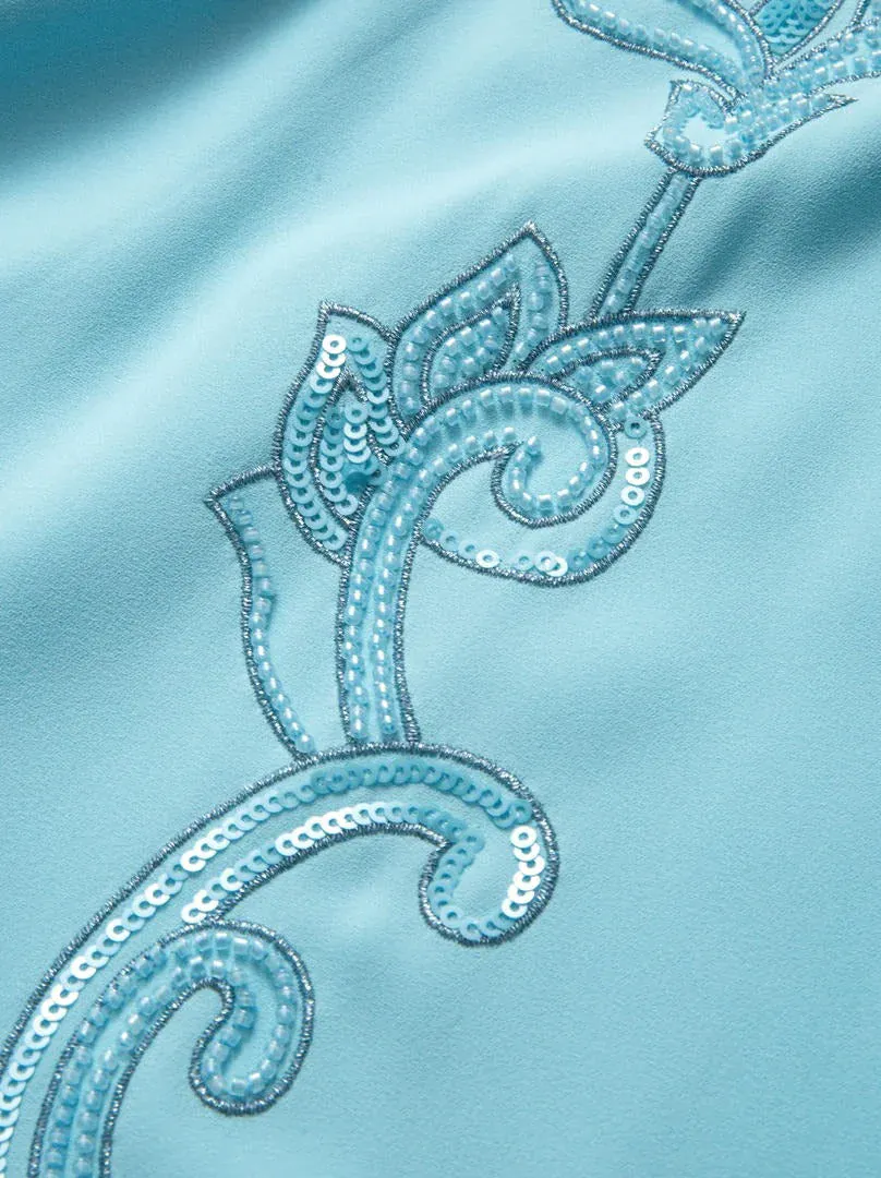 Cutout Embroidered Kaftan - Blue / L/XL