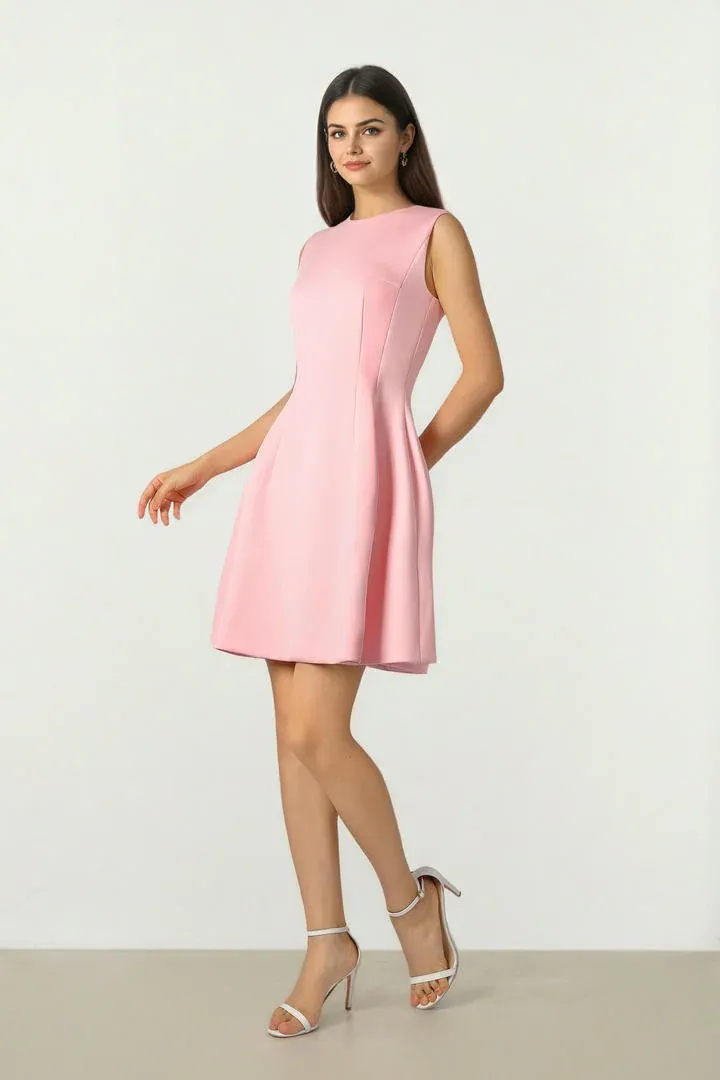 Structured Neoprene Dress - Pink / L