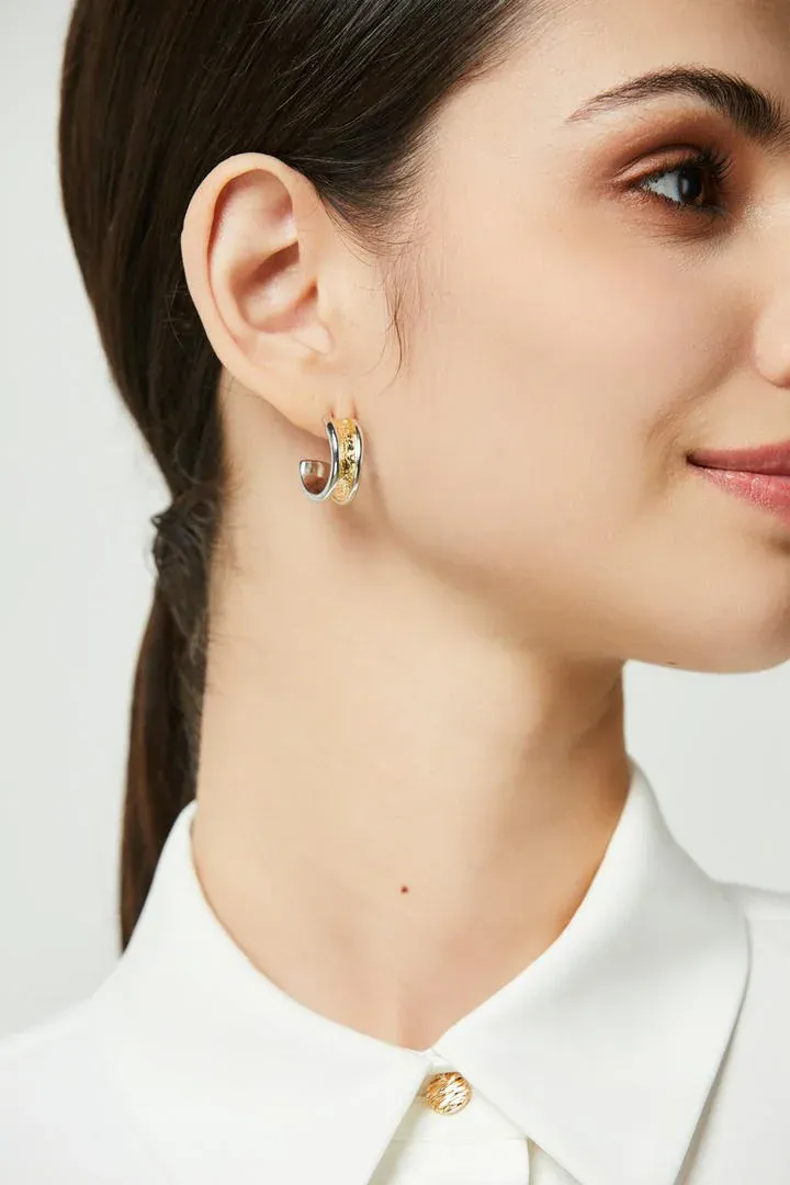 Two-Tone Engraved Earrings - FREE