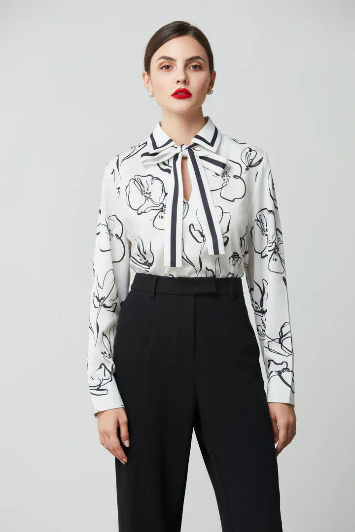 Crepe blouse with scarf - L