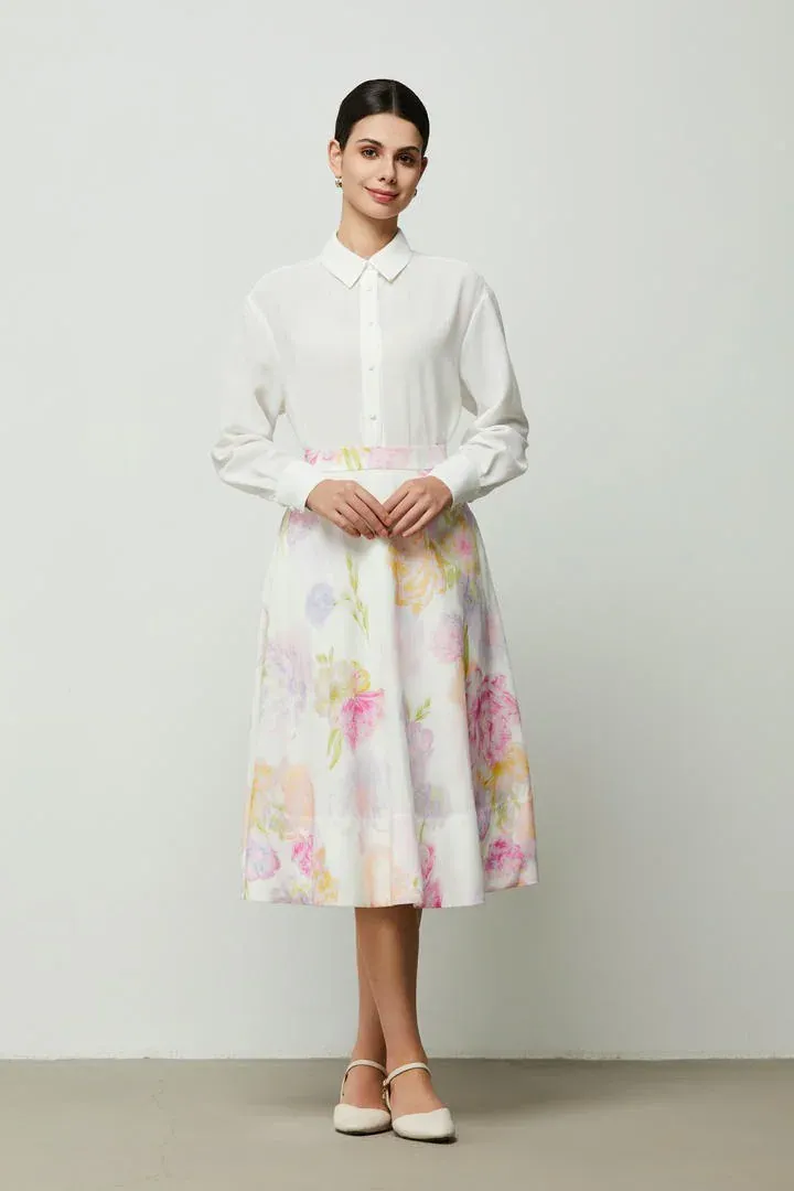 White Cotton Linen Shirt - L