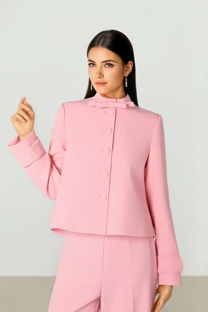 Bow Detail Jacket - Pink / L
