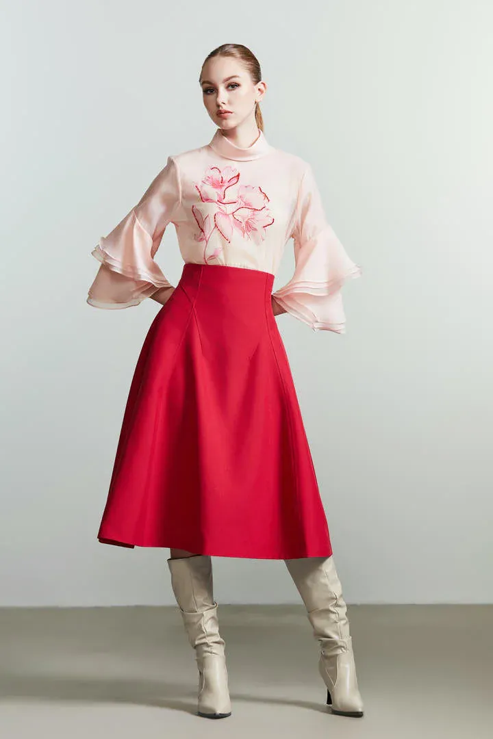 Crepe A-line skirt - L