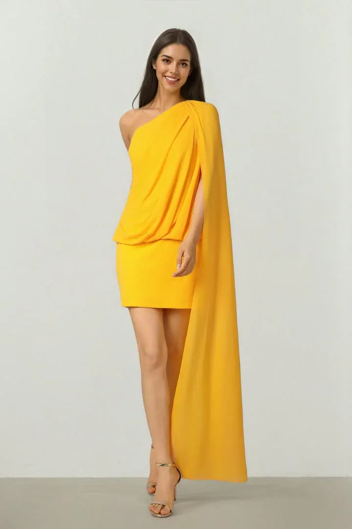BACK CAPE DRESS - Orange / L