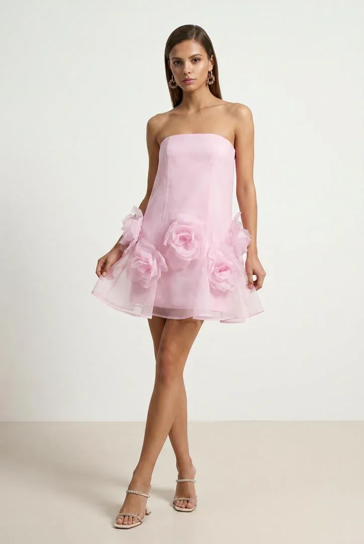 Pink Organza Dress - L