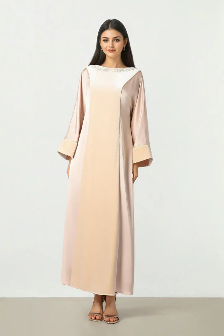 Embroidered Beige Kaftan - Beige / L