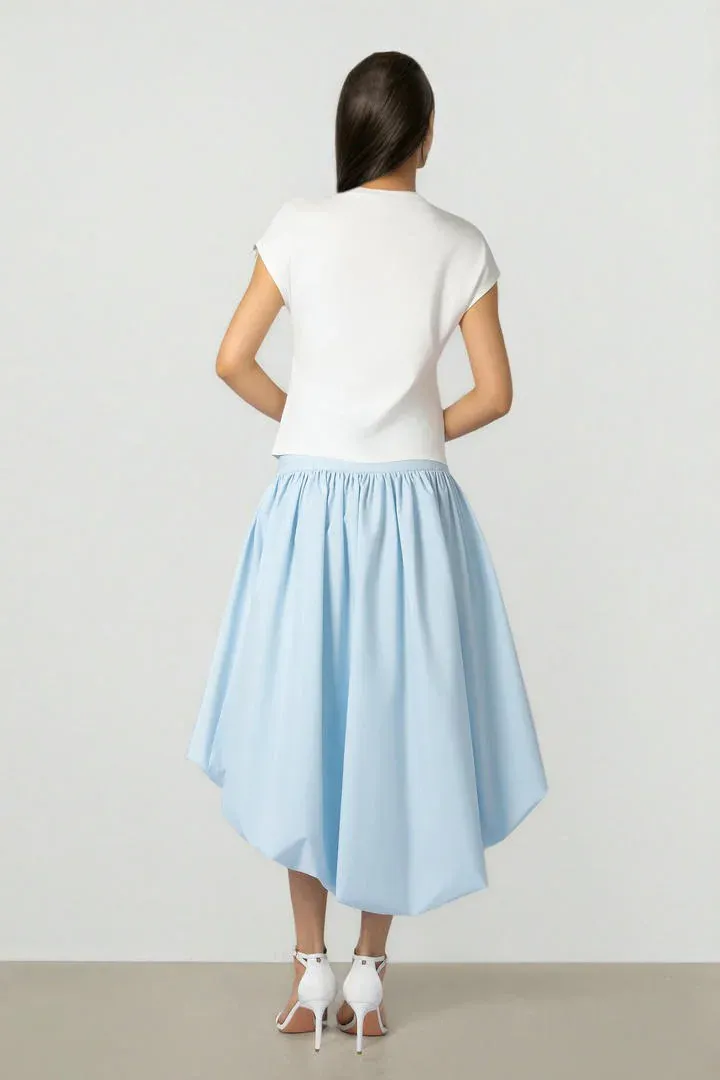 Balloon Hem Skirt - Light Blue / L