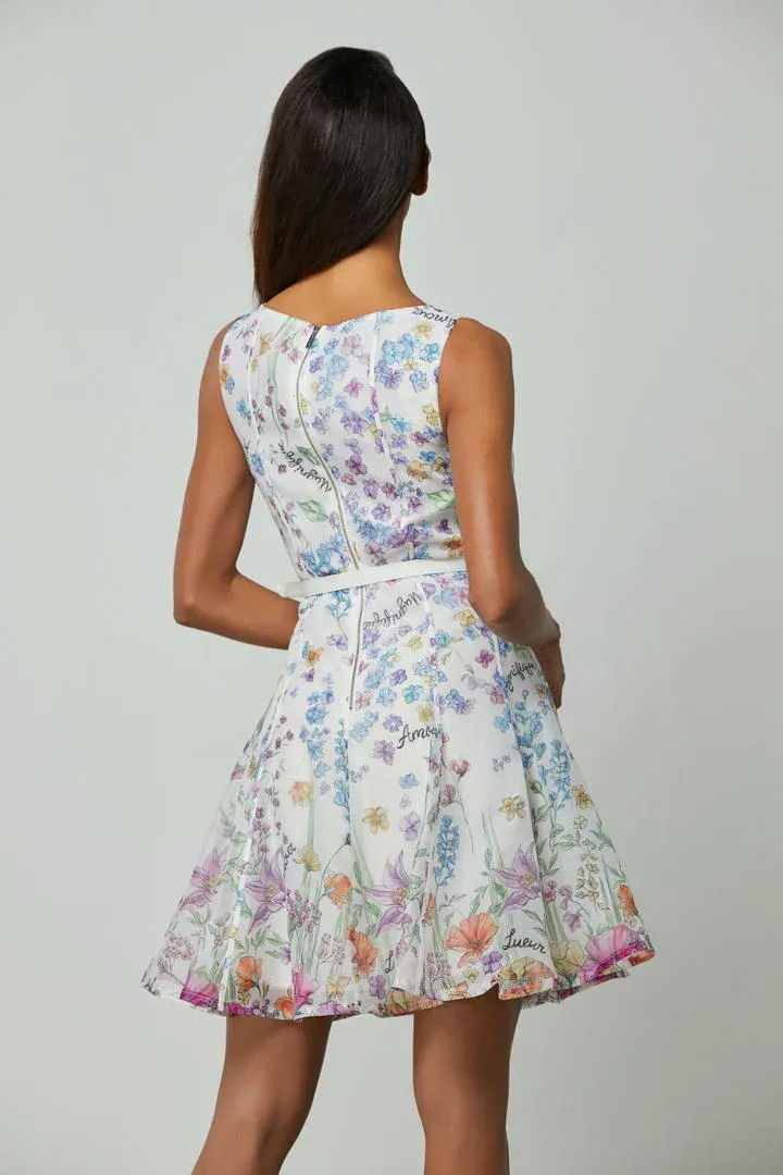 Organza floral mini dress - L