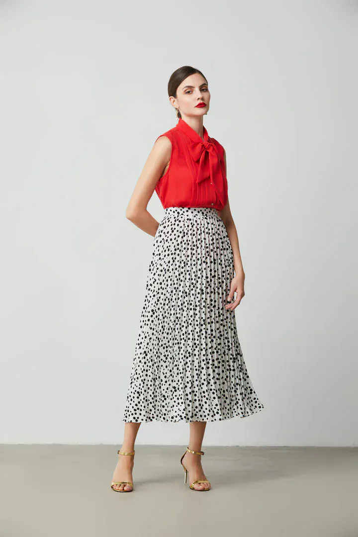 Polka dot pleated skirt - L