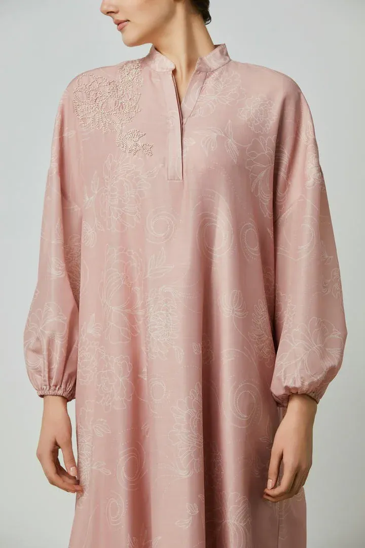 Beaded Balloon-Sleeve Kaftan - L