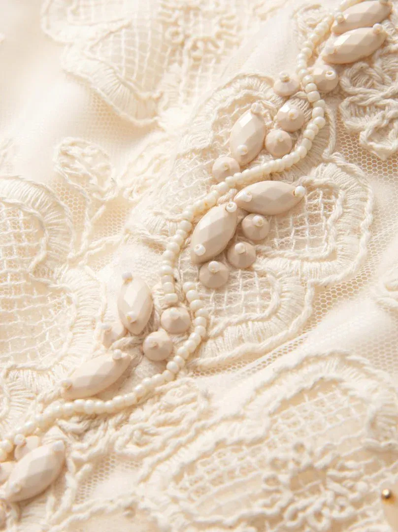 Square Lace Dress - Cream / L