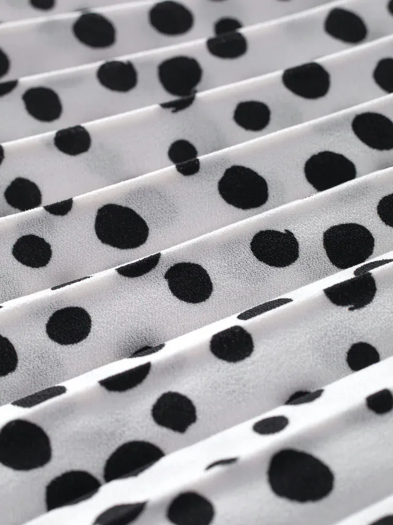 Polka dot pleated skirt - L