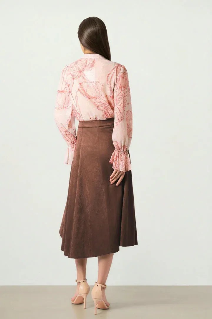 CHIFFON BLOUSE WITH SCARF - L