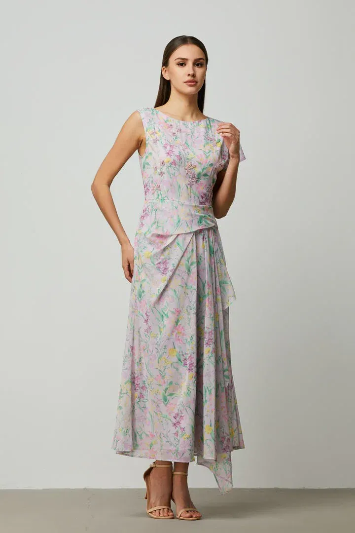 Floral chiffon dress - L